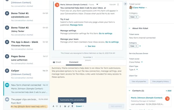 HubSpot's AI Summarisation tool