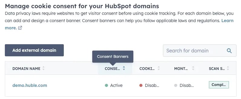 managing cookie consent for your HubSpot domains